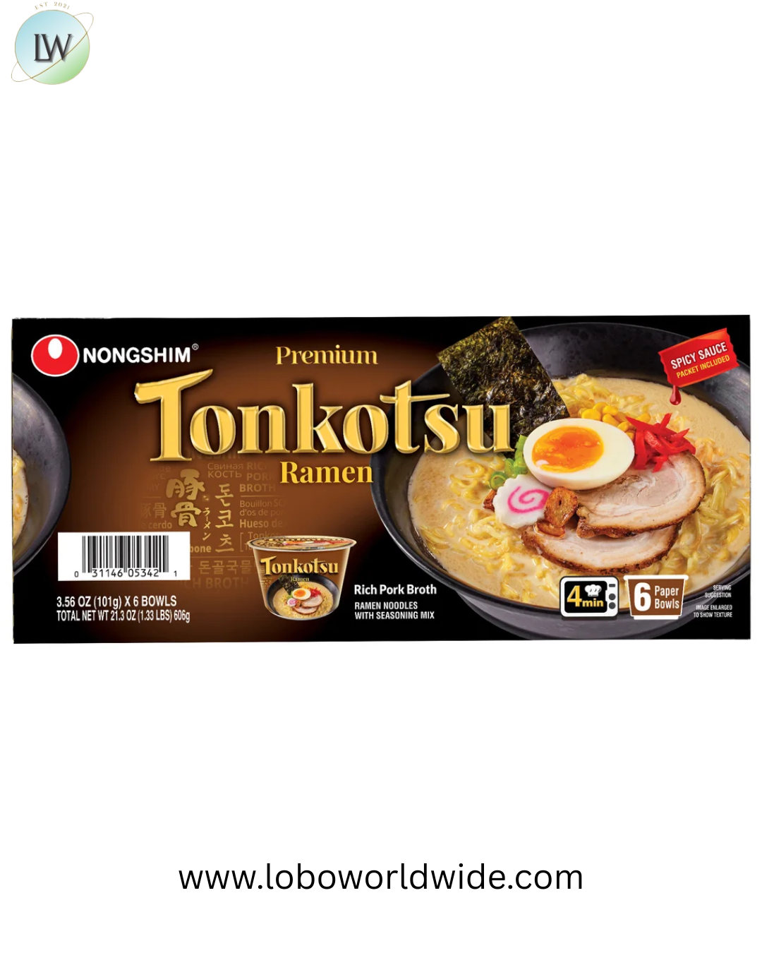 Nongshim, Tonkotsu Ramen Bowl, 3.56 oz, 6-Count