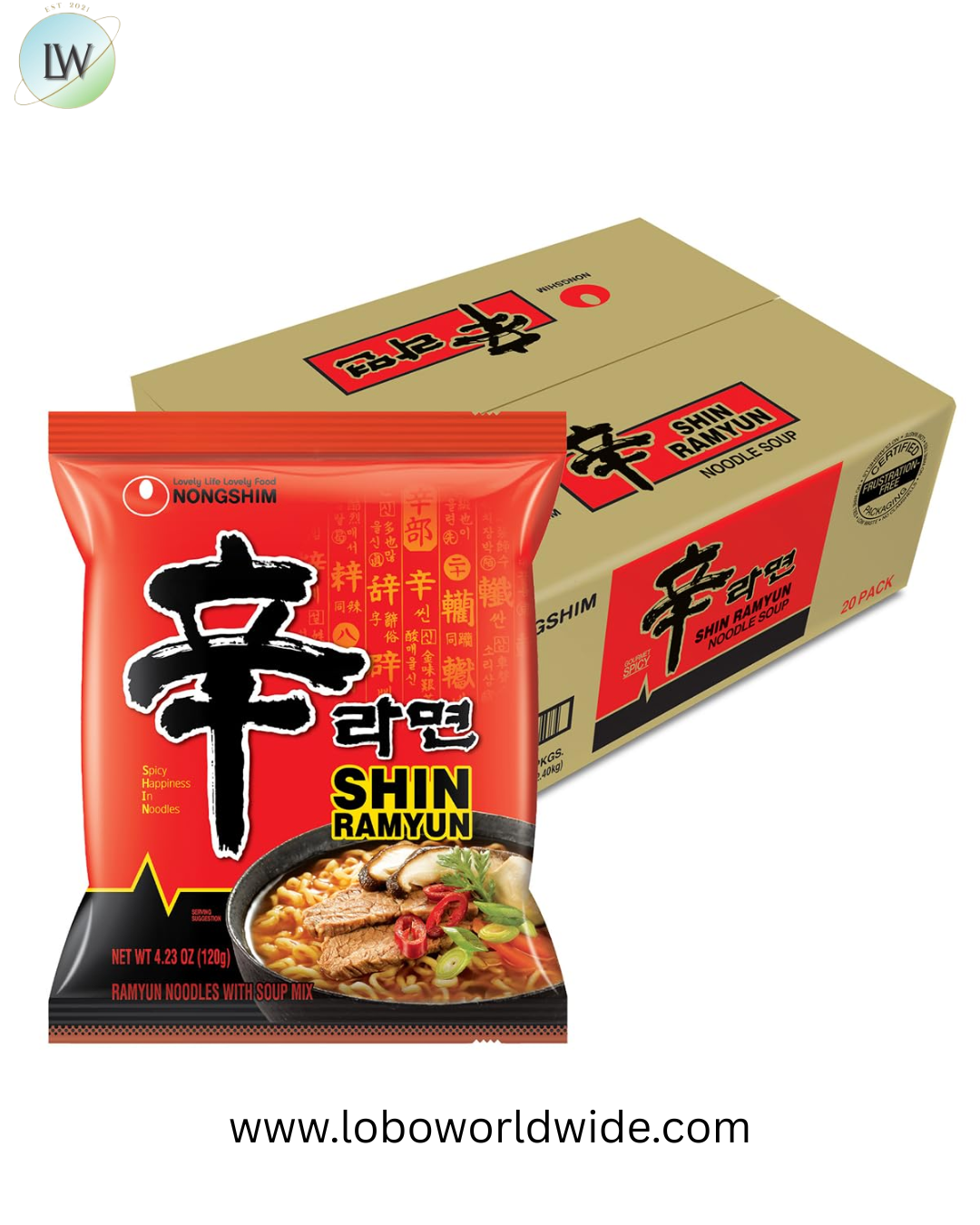 Nongshim Shin Ramyun Noodles, Spicy Korean Signature Instant Ramyun, Rich Beef Flavored Broth, Microwaveable, Korean Instant Noodles, 4.23 oz, Packaging May Vary.