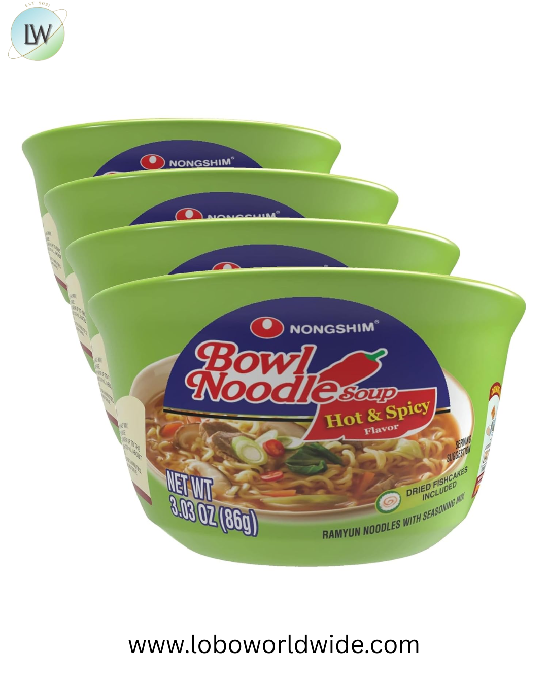 Nongshim HOT & SPICY Noodle Soup, 3.03 Ounce (Pack of 4)