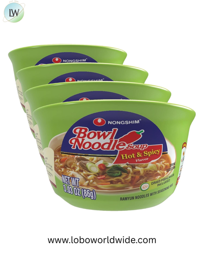 Nongshim HOT & SPICY Noodle Soup, 3.03 Ounce (Pack of 4)