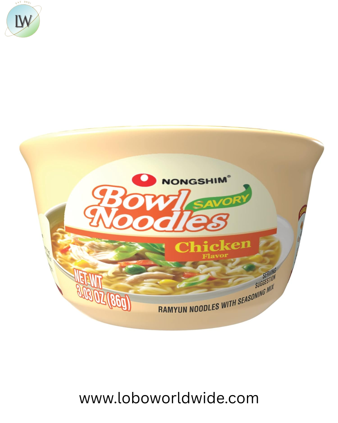 Nongshim Savory Chicken Noodle Soup Instant Ramen, 12 Pack, Microwaveable Bowl Soup Mix, Korean Ramyun with Cabbage & Carrots, Sabor a Pollo