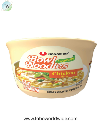 Nongshim Savory Chicken Noodle Soup Instant Ramen, 12 Pack, Microwaveable Bowl Soup Mix, Korean Ramyun with Cabbage & Carrots, Sabor a Pollo