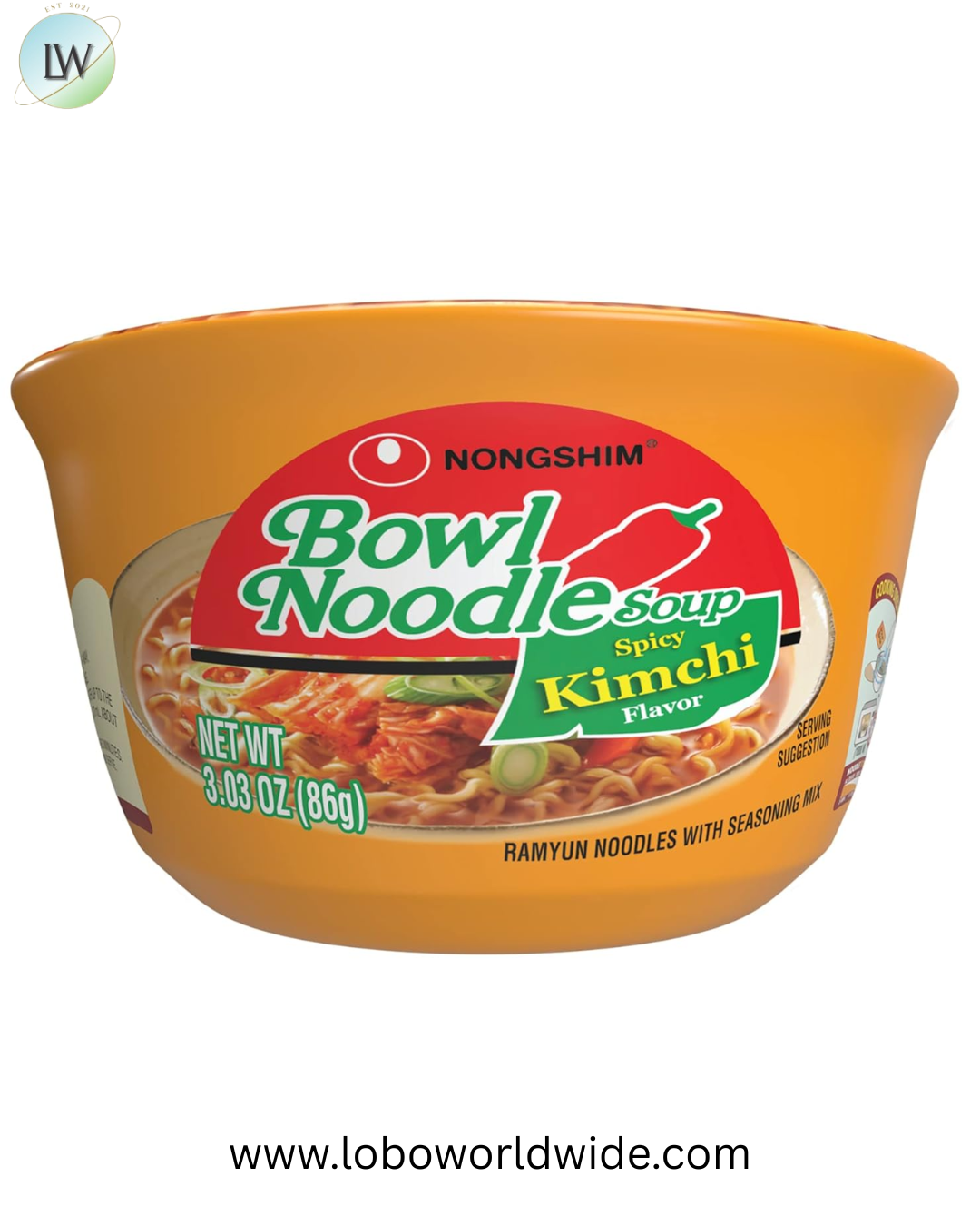 Nongshim Ramen Noodles, Gourmet Instant Ramen bowl, Premium Microwavable Noodle Soup, Kimchi, 3.03 Ounce