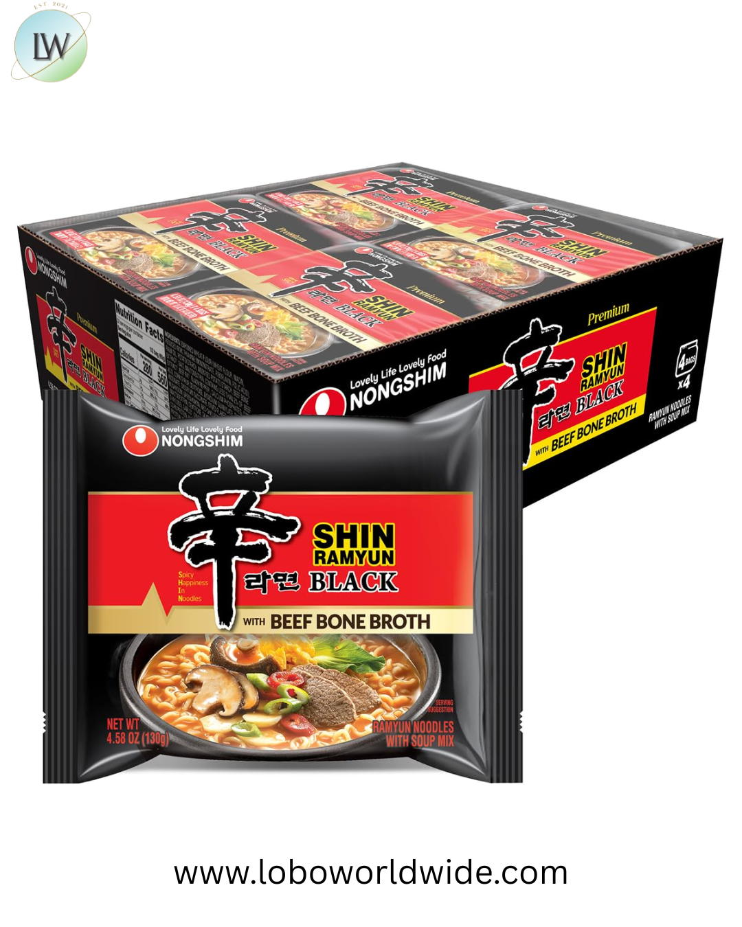 Nongshim Shin Ramyun Black Noodles, Spicy Korean Signature Instant Ramyun, Rich Beef Bone Broth, Pantry Essential Korean Noodles, Quick and Easy, 4.58 oz (Pack of 16)