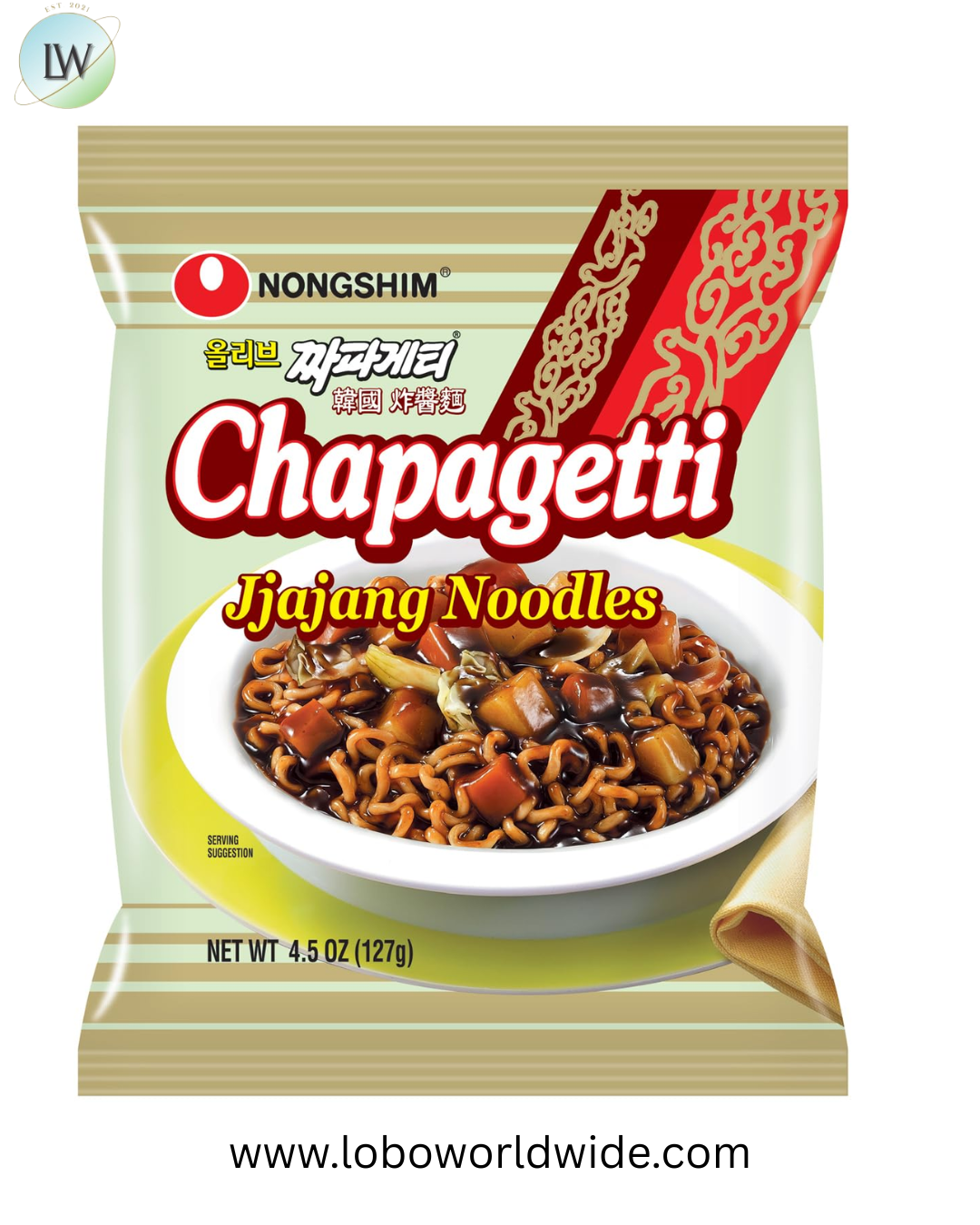 Nongshim Ramen Noodles, Gourmet Instant Ramen, Premium Microwavable Noodle, Chapagetti, 4.5 Ounce (Pack of 4)