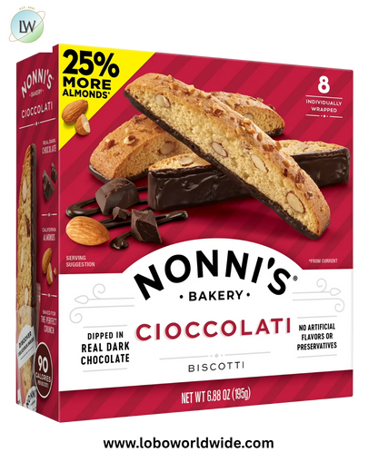 Nonni's, Cioccolati Biscotti, Dark Chocolate Almond Cookie, 6.8 oz (195g), 8 Count, Ready to Eat