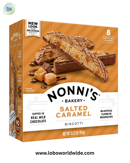 Nonni's Salted Caramel Biscotti, Milk Chocolate & Caramel Cookie, 6.72 oz., 8 Count, Ready to Eat