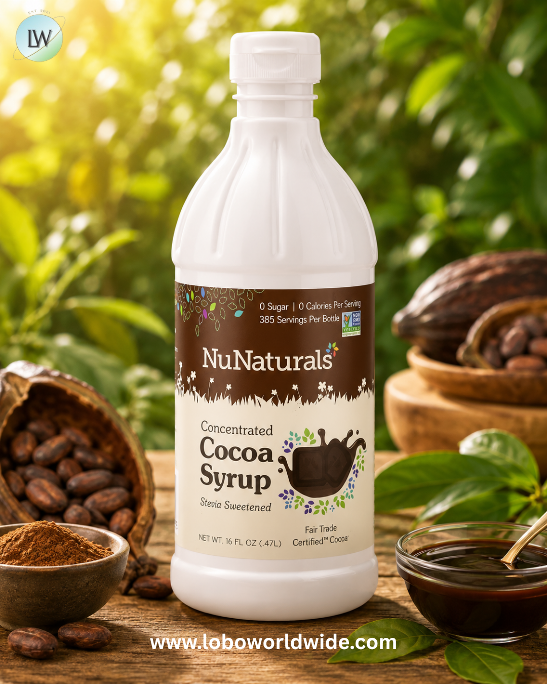 NuNaturals, Concentrated Cocoa Syrup, Stevia Sweetened, 16 fl oz (0.47 L)
