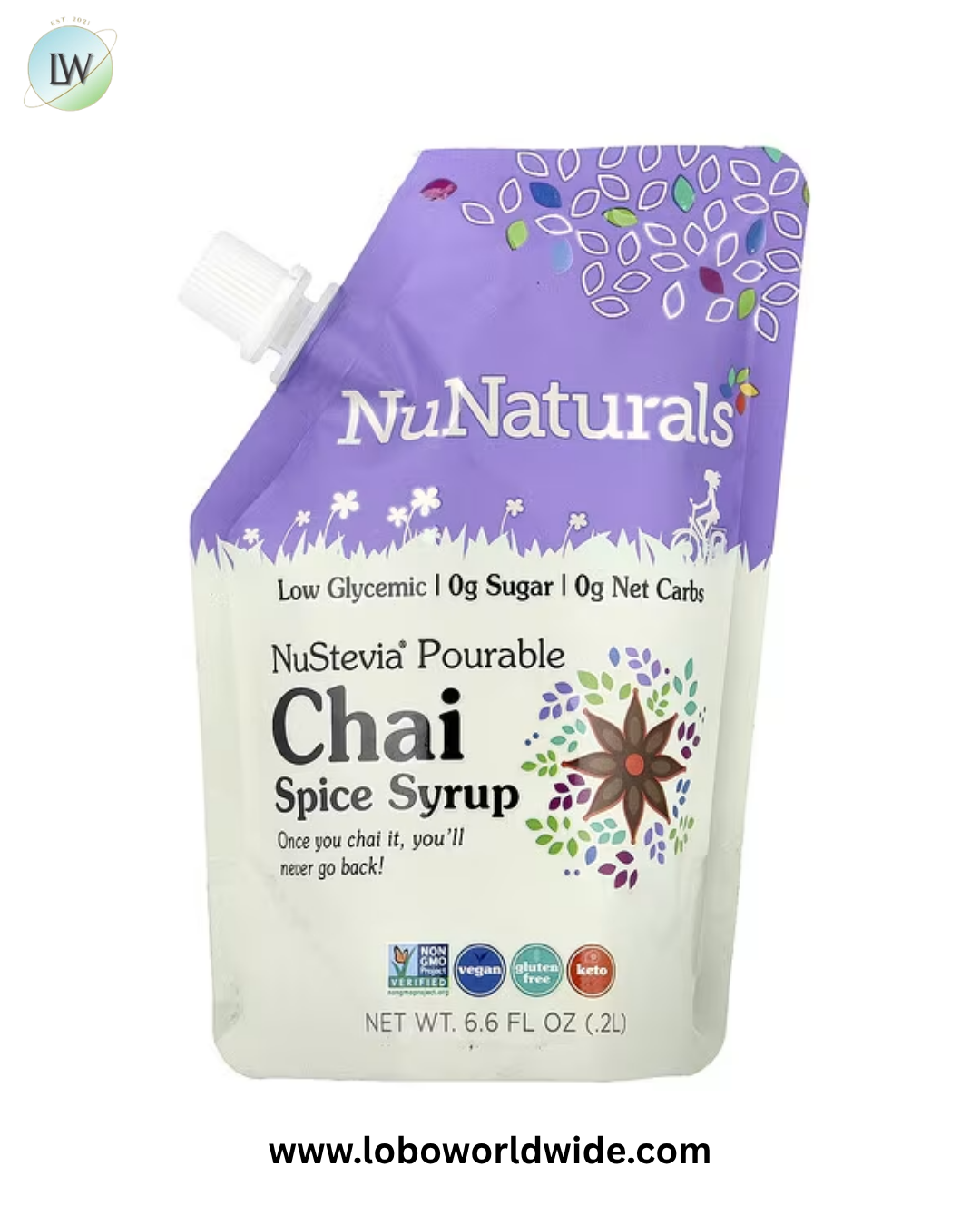 NuNaturals, NuStevia® Pourable Chai Spice Syrup, 6.6 fl oz, (0.2 l)