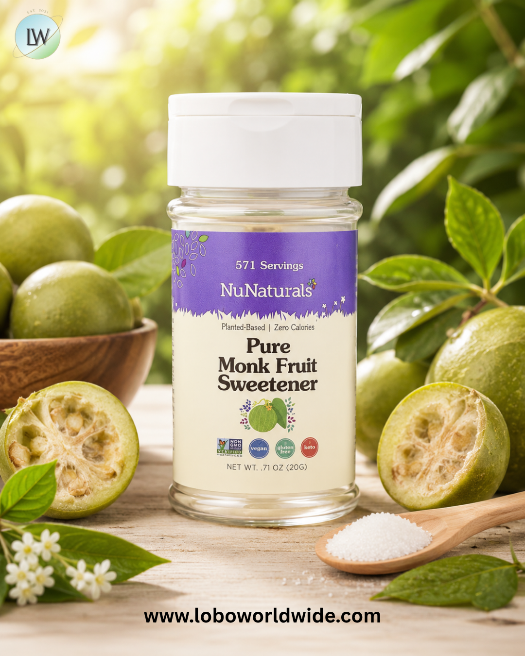 NuNaturals, Pure Monk Fruit Sweetener, 0.71 oz (20 g)