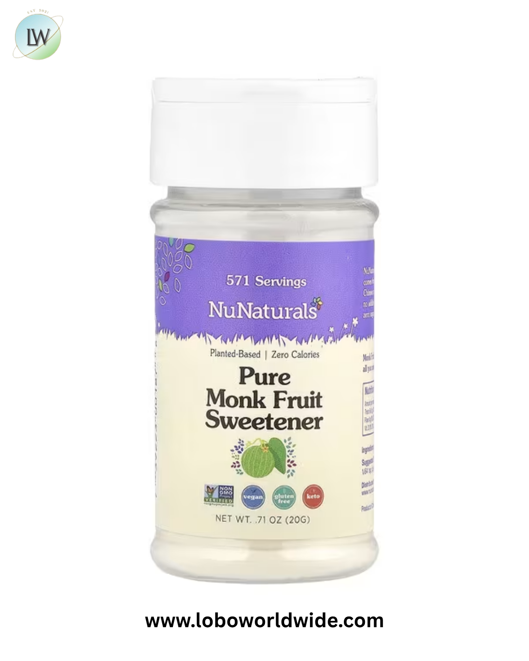 NuNaturals, Pure Monk Fruit Sweetener, 0.71 oz (20 g)