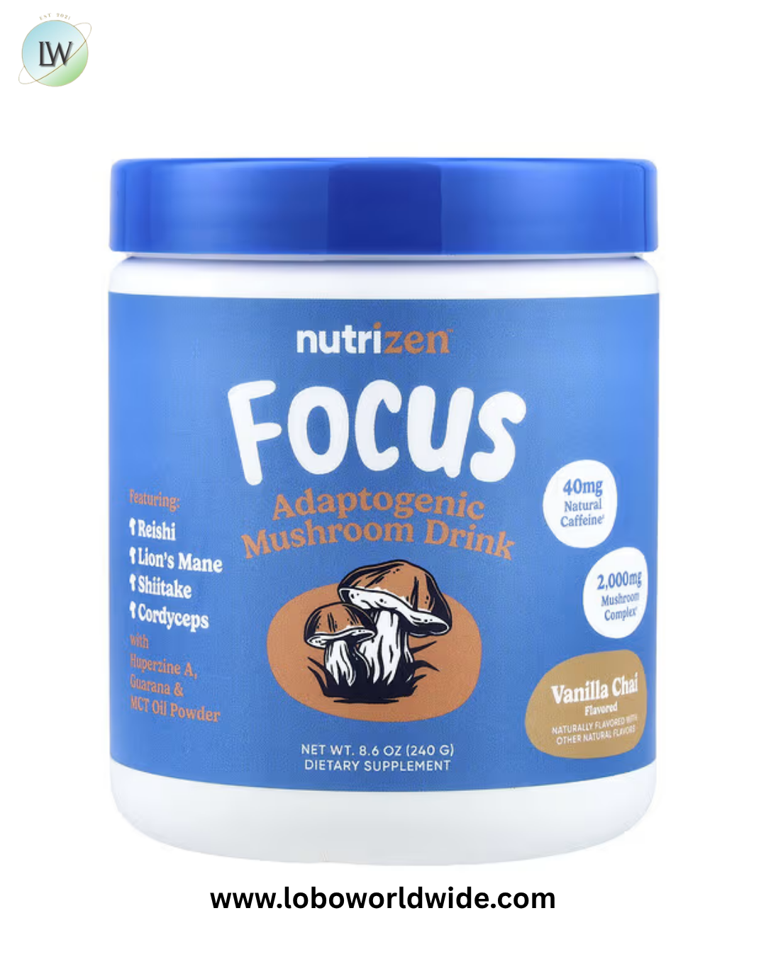 Nutricost, NutriZen®, Focus, Adaptogenic Mushroom Drink, Vanilla Chai, 8.6 oz (240 g)