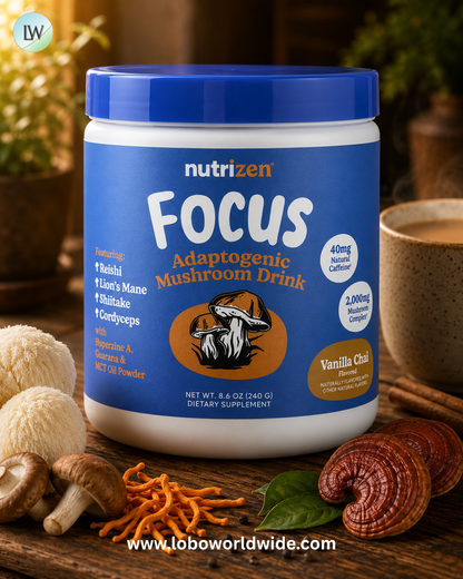 Nutricost, NutriZen®, Focus, Adaptogenic Mushroom Drink, Vanilla Chai, 8.6 oz (240 g)