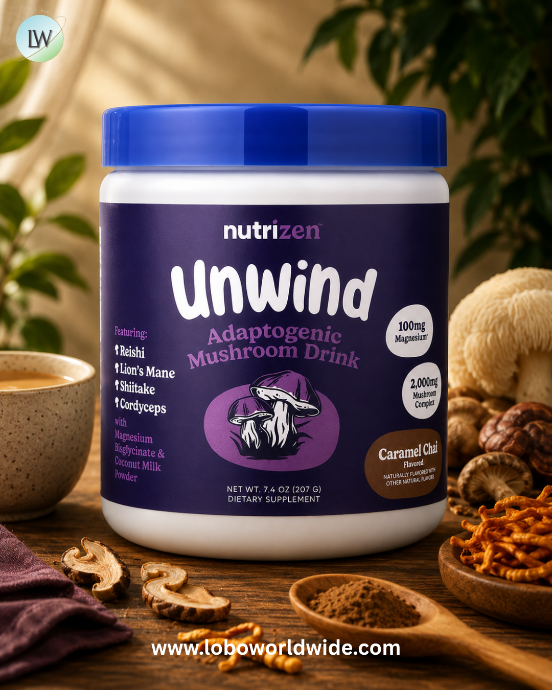 Nutricost, Nutrizen™, Unwind, Adaptogenic Mushroom Drink