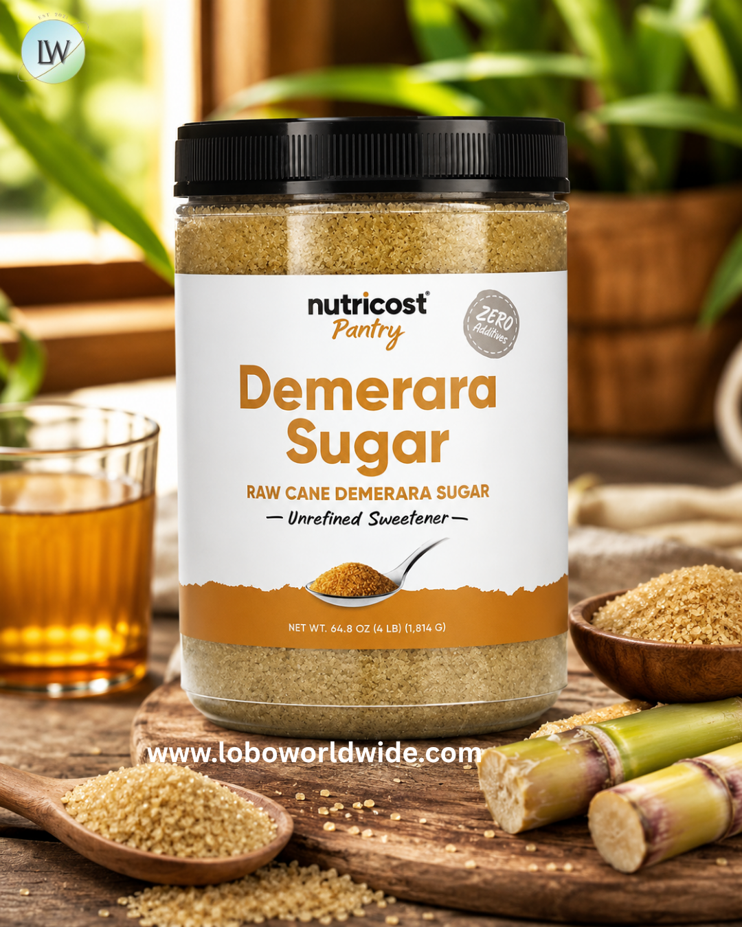 Nutricost, Pantry, Demerara Sugar, Unrefined Sweetener, 64.8 oz (1,814 g)