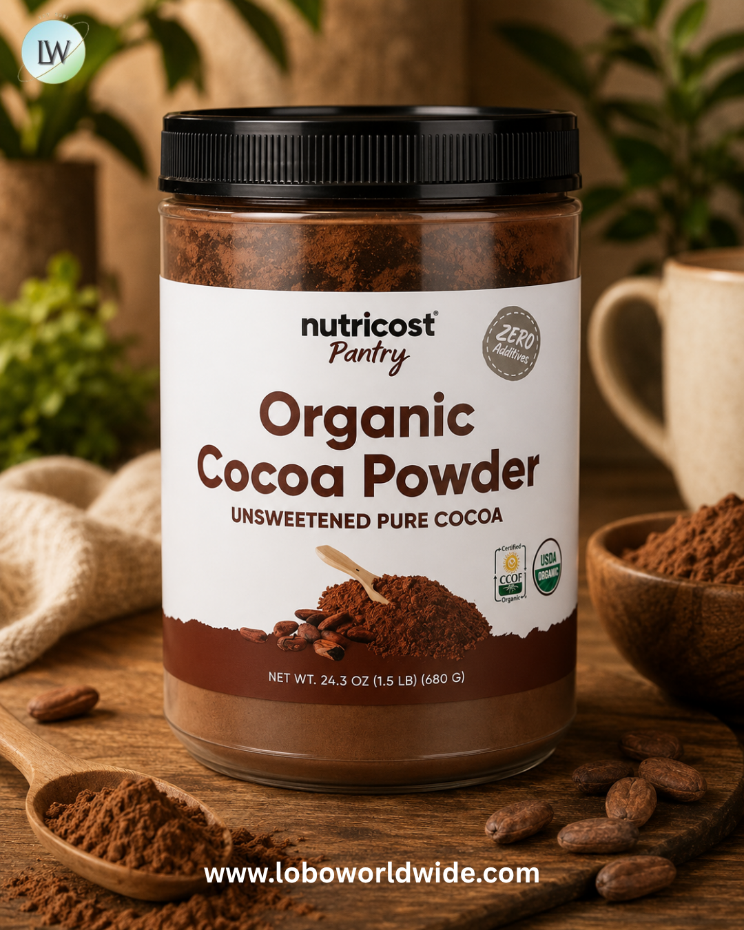 Nutricost, Pantry, Organic Cocoa Powder, Unsweetened, 24.3 oz (680 g)