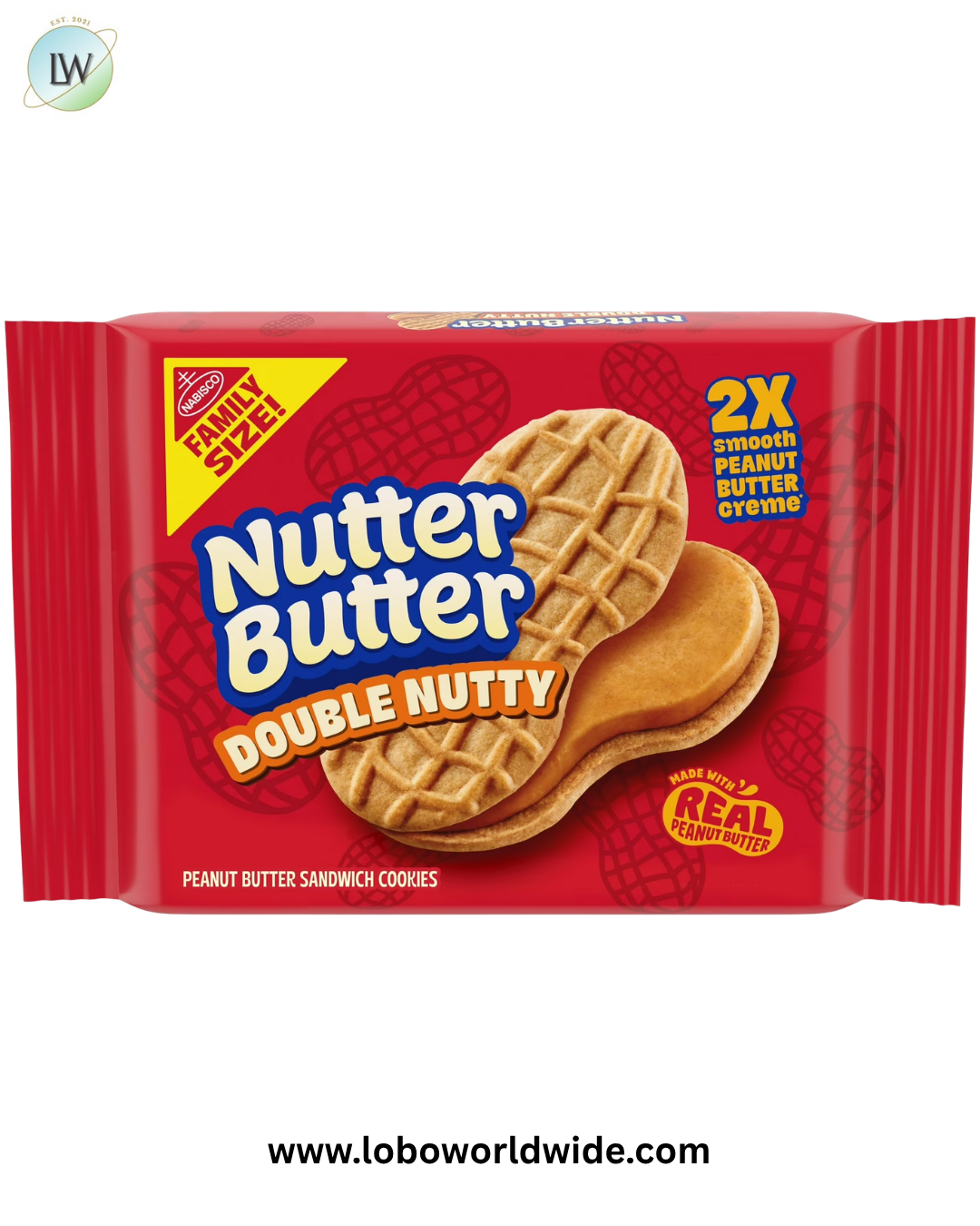 Nutter Butter Double Nutty Peanut Butter Sandwich Cookies, Family Size, 15.27 oz