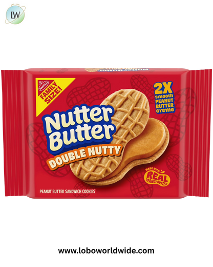 Nutter Butter Double Nutty Peanut Butter Sandwich Cookies, Family Size, 15.27 oz