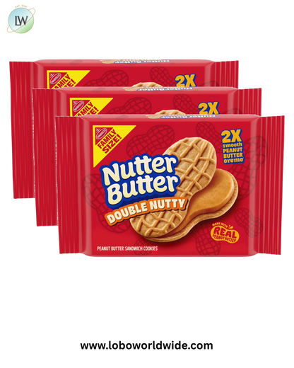 Nutter Butter Double Nutty Peanut Butter Sandwich Cookies, Family Size, 15.27 oz