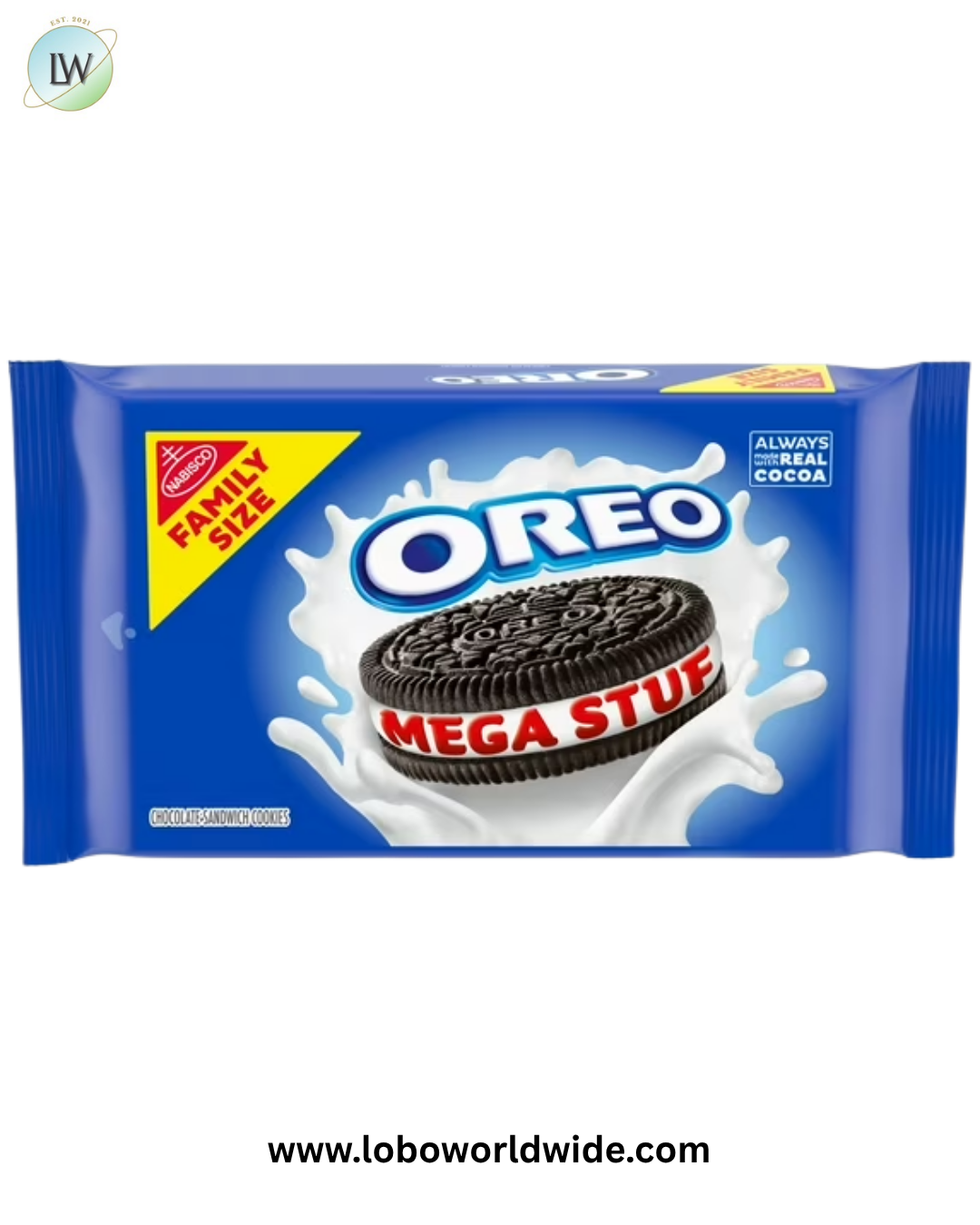 OREO Mega Stuf Chocolate Sandwich Cookies, Family Size, 17.6 oz