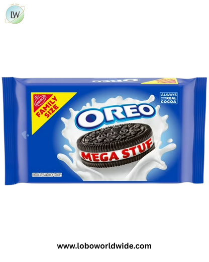 OREO Mega Stuf Chocolate Sandwich Cookies, Family Size, 17.6 oz