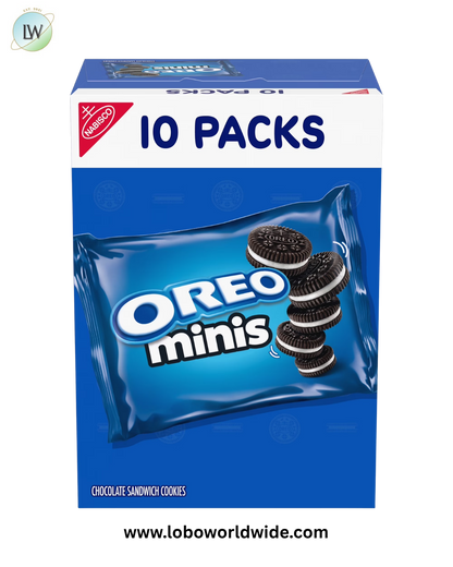OREO Mini Crunchy Chocolate Sandwich Cookies, Baked, 10- 1 oz Packs,Shelf Stable Cardboard Box
