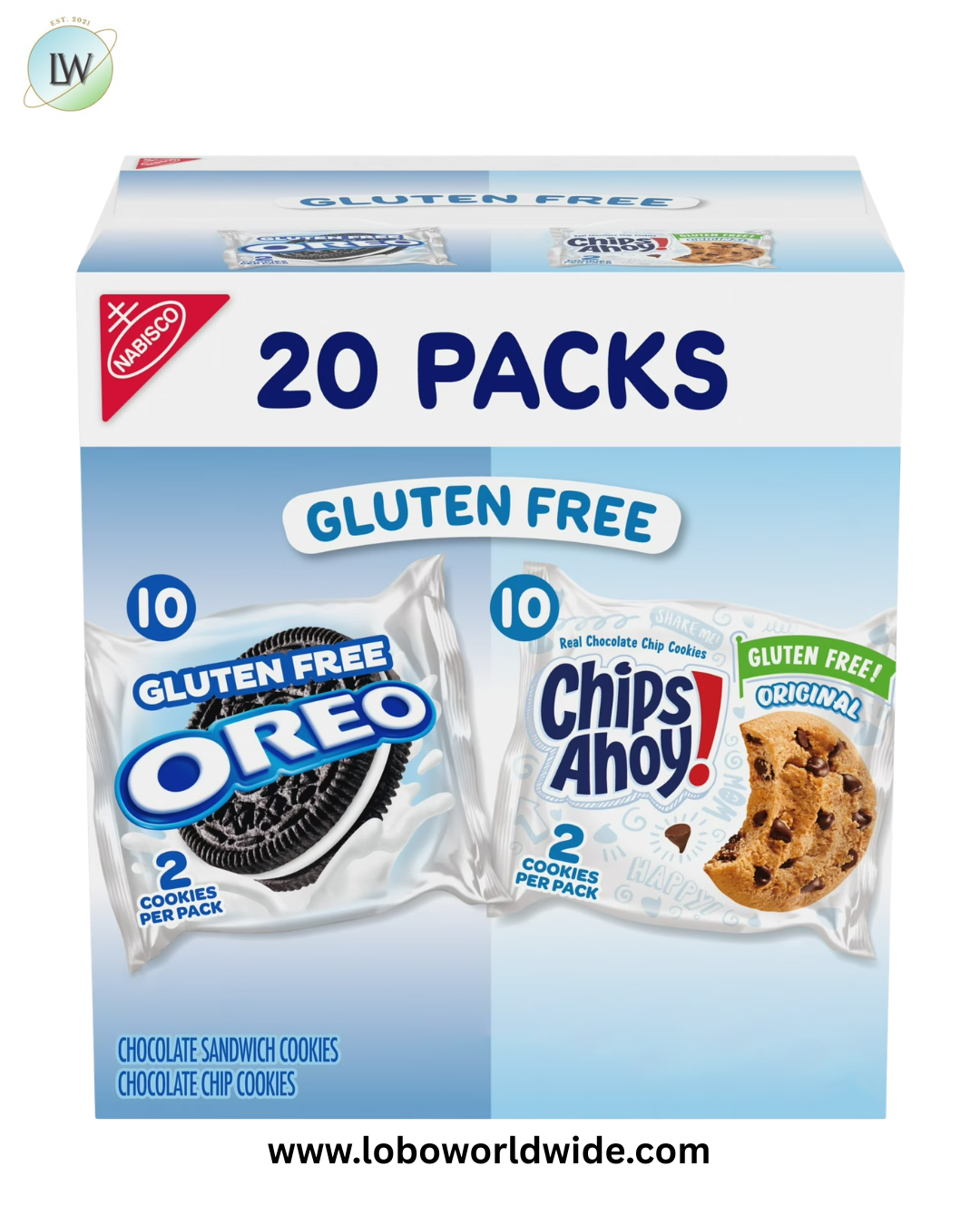 OREO Sandwich Cookies & CHIPS AHOY! Chocolate Chip Cookies Gluten Free Cookies Variety Pack, 20 Snack Packs