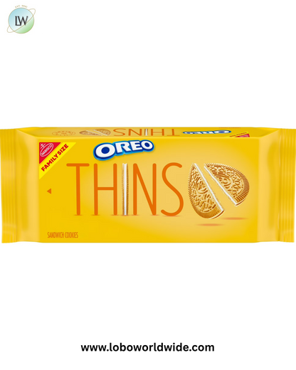 OREO Thins Golden Crunchy Sandwich Cookies, Baked, Family Size, 11.78 oz Shelf Stable Plastic Tray