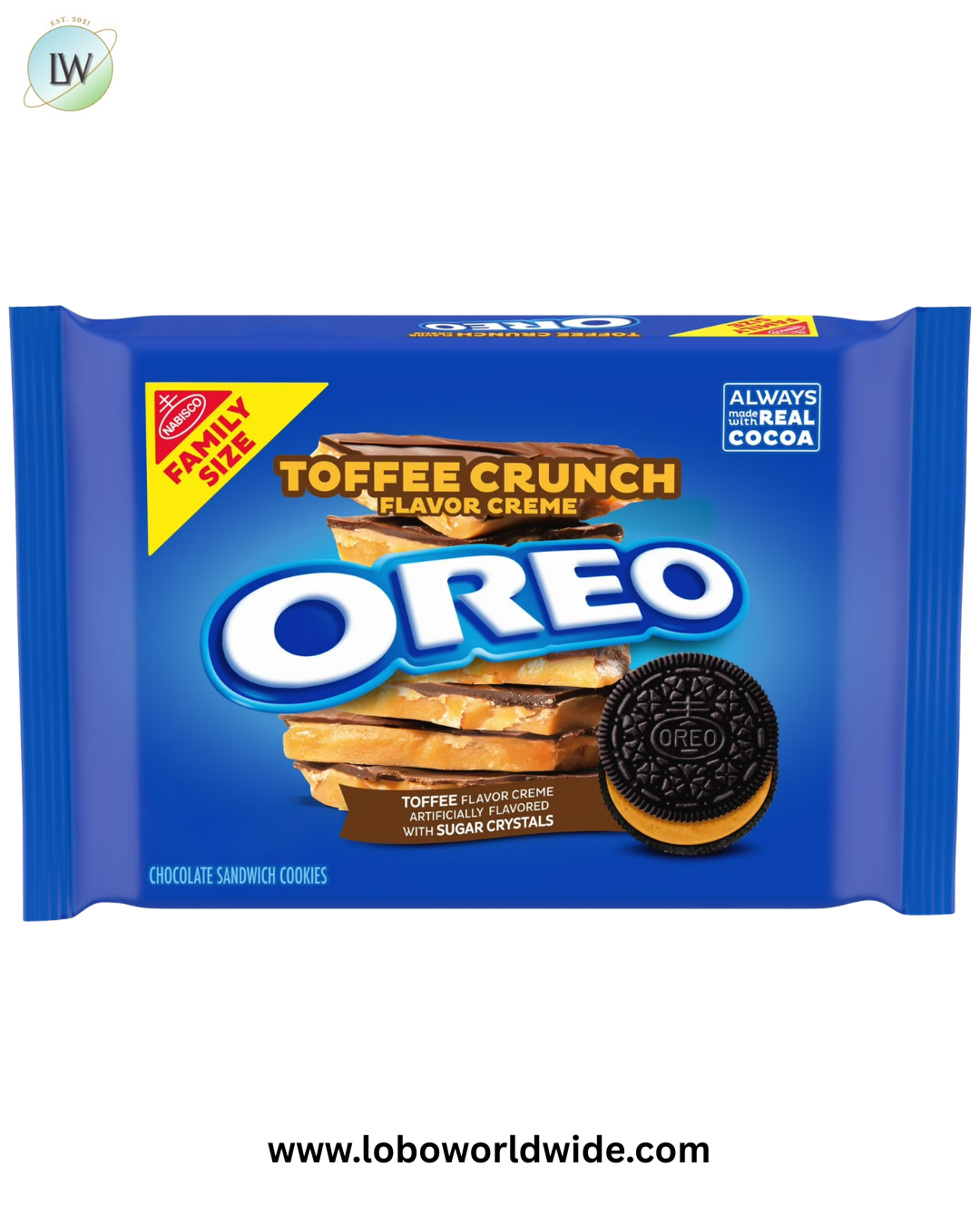 OREO Toffee Crunch Creme with Sugar Crystals Chocolate Sandwich Cookies, Family Size, 17 oz