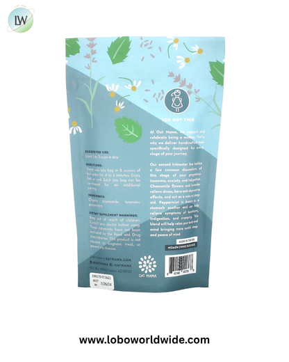 Oat Mama, Calm Tea, Chamomile Lavender Flower, Caffeine Free, 14 Tea Bags, 32 g