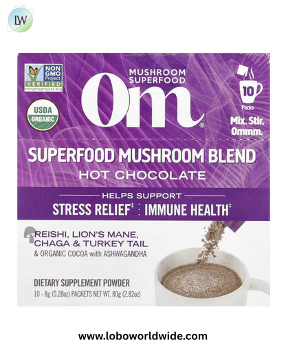 Om Mushrooms, Superfood Mushroom Blend, Hot Chocolate
