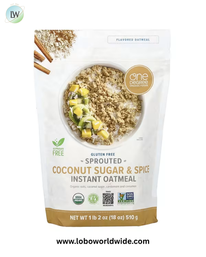 One Degree Organic Foods, Sprouted Instant Oatmeal, Coconut Sugar & Spice, 18 oz (510 g)