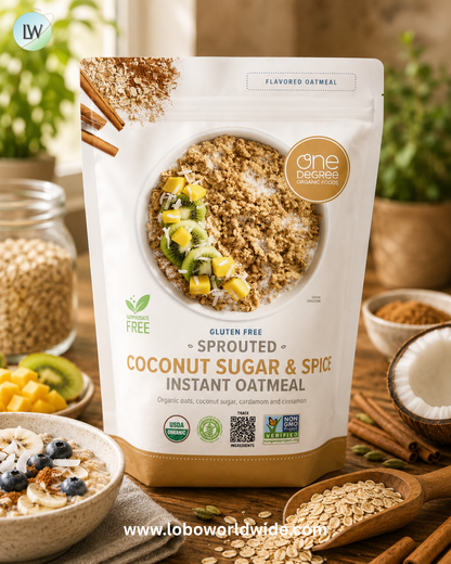 One Degree Organic Foods, Sprouted Instant Oatmeal, Coconut Sugar & Spice, 18 oz (510 g)