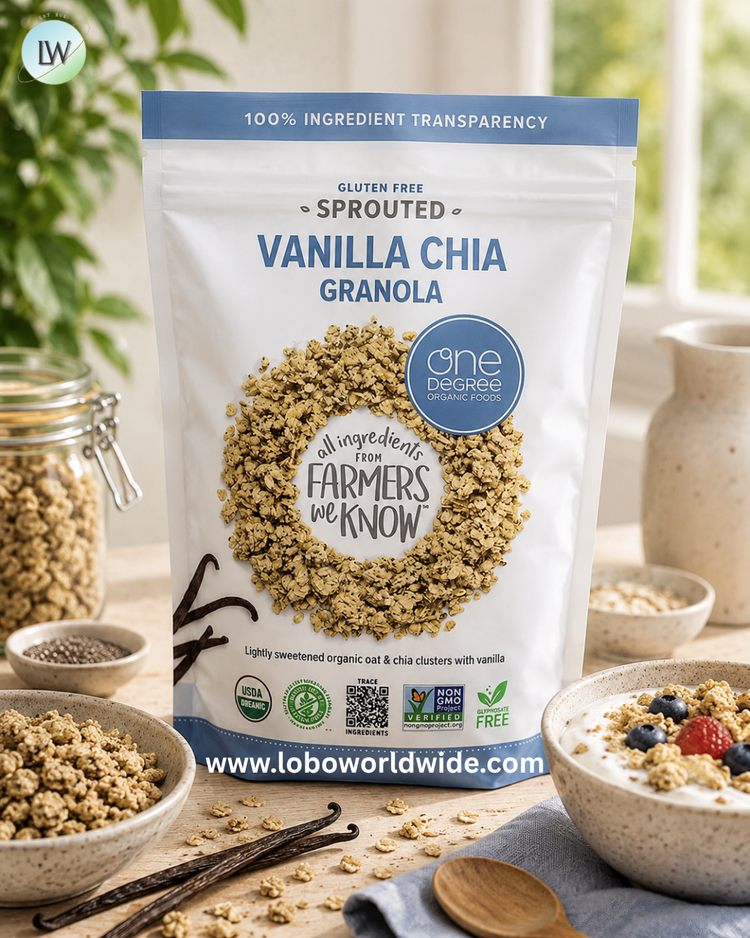 One Degree Organic Foods, Sprouted Vanilla Chia Granola, 11 oz (312 g)