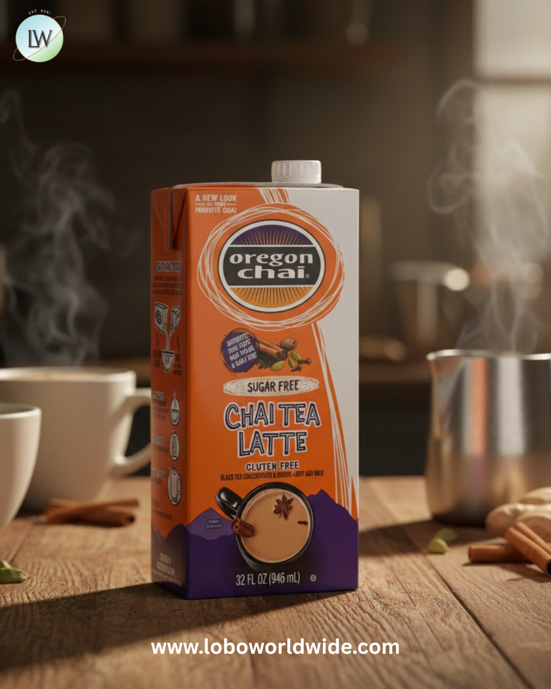 Oregon Chai Sugar Free Original Chai Tea Latte 1:1 Concentrate 32 fl. oz.