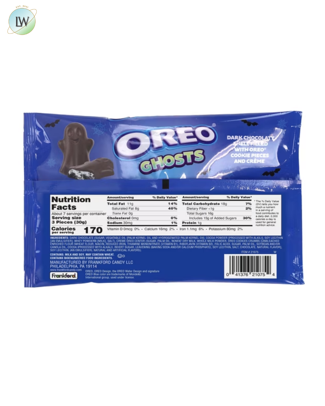Oreo Crème Filled Dark Chocolate Ghosts Halloween Bag, 7 oz.