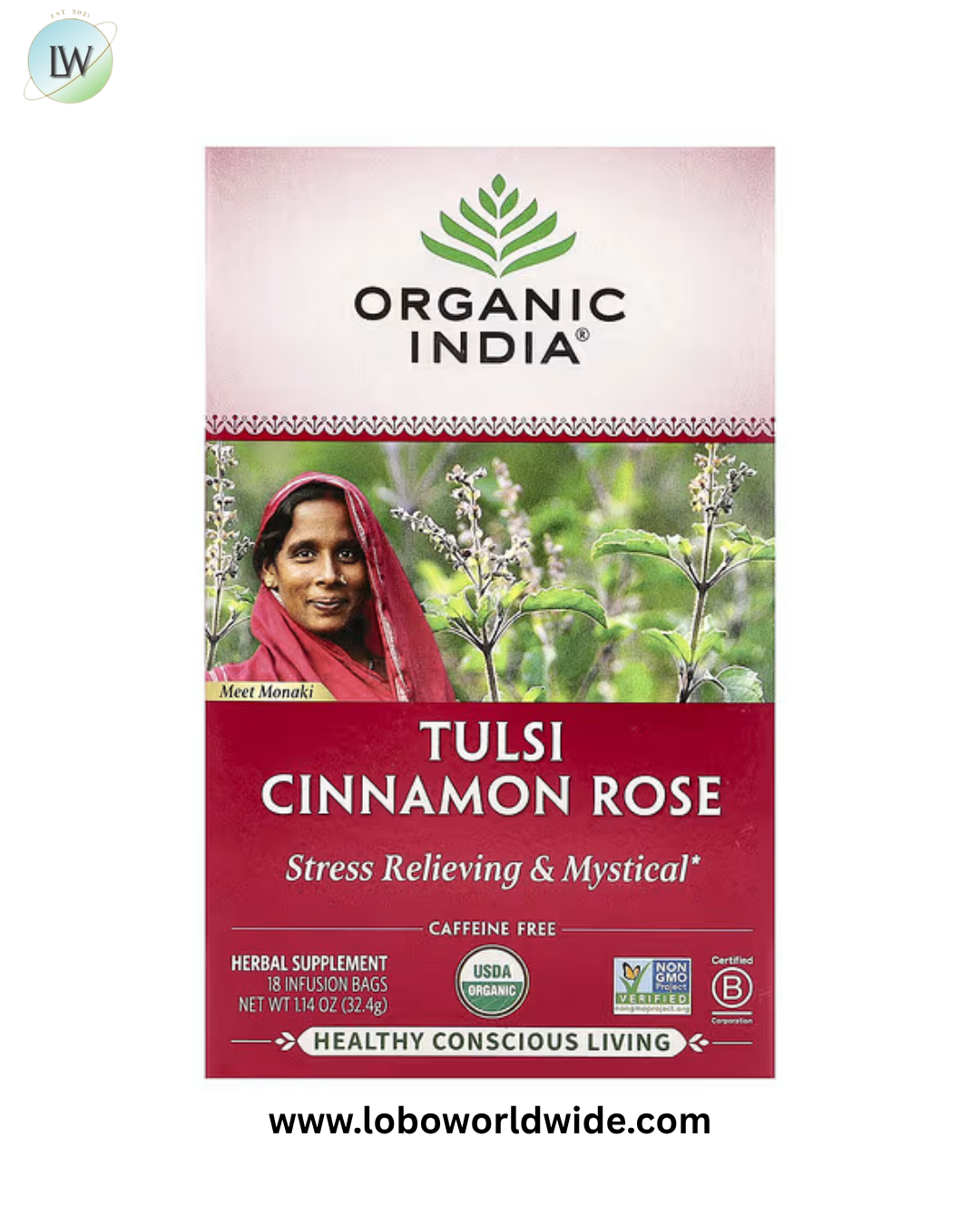 Organic India, Tulsi Tea, Caffeine Free, 18 Infusion Bags, 1.27 oz (36 g)
