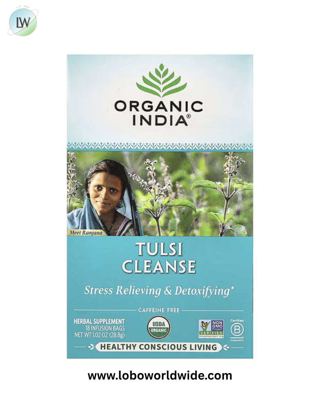 Organic India, Tulsi Cleanse Tea, Caffeine-Free, 18 Infusion Bags, 1.02 oz (28.8 g)