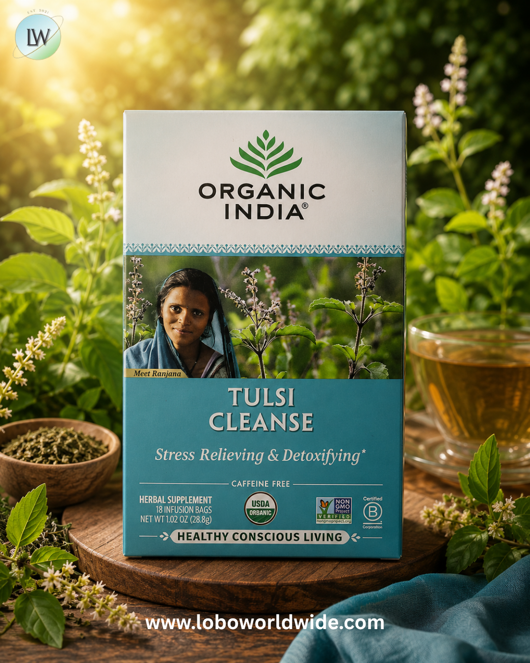 Organic India, Tulsi Cleanse Tea, Caffeine-Free, 18 Infusion Bags, 1.02 oz (28.8 g)