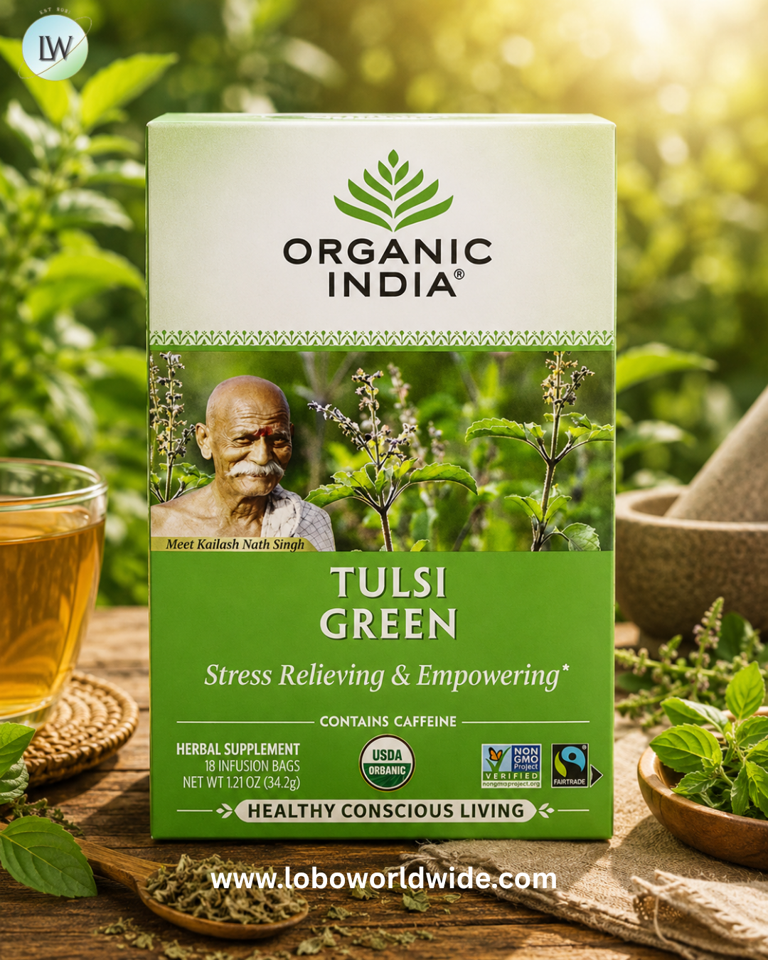 Organic India, Tulsi Tea, Caffeine Free, 18 Infusion Bags, 1.27 oz (36 g)