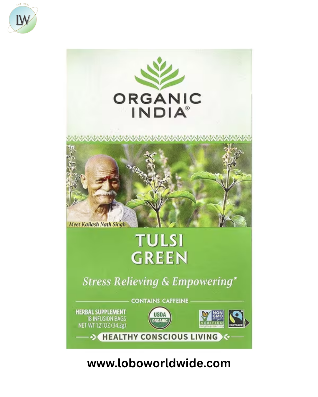 Organic India, Tulsi Tea, Caffeine Free, 18 Infusion Bags, 1.27 oz (36 g)