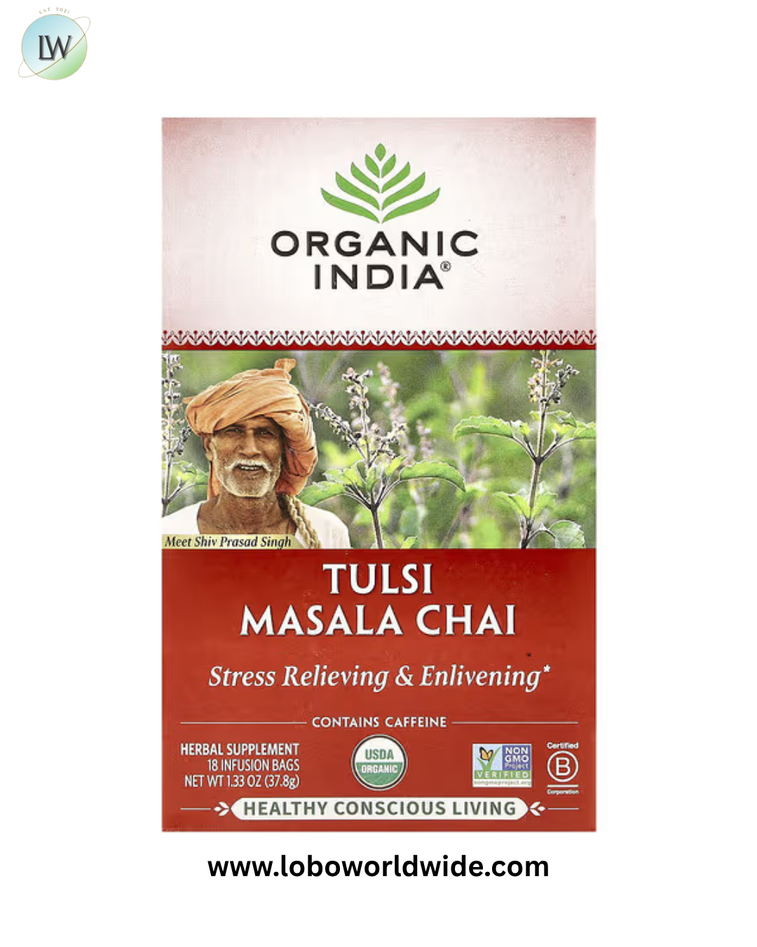 Organic India, Tulsi Tea, Caffeine Free, 18 Infusion Bags, 1.27 oz (36 g)