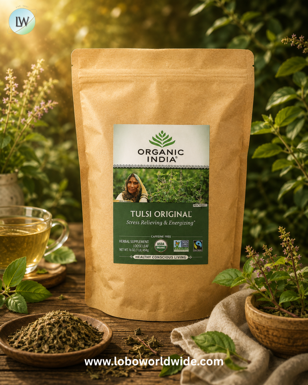 Organic India, Tulsi Original Loose Leaf Tea, Caffeine Free