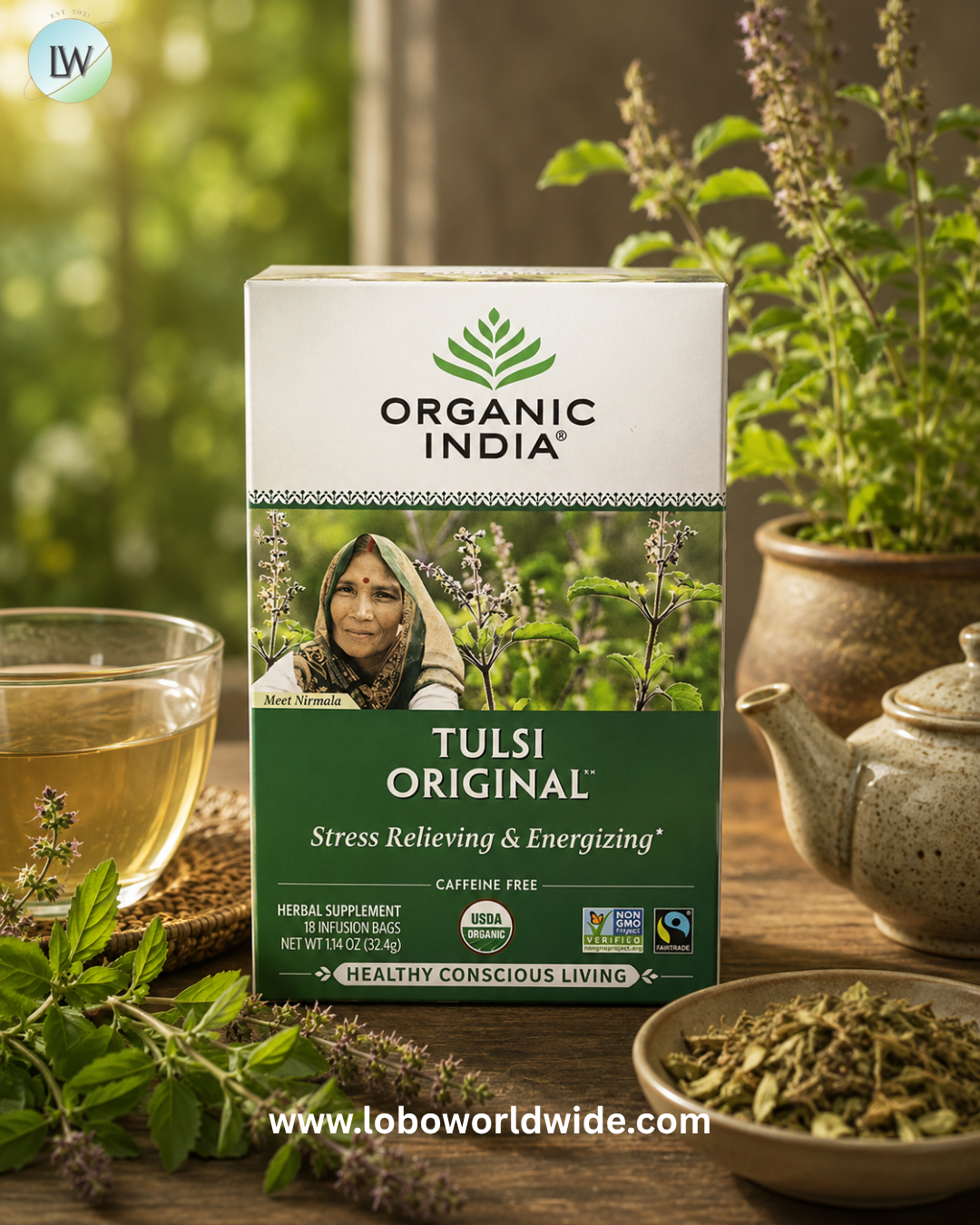 Organic India, Tulsi Tea, Caffeine Free, 18 Infusion Bags, 1.27 oz (36 g)