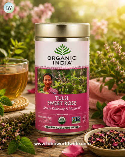 Organic India, Tulsi Sweet Rose Tea, Caffeine Free, 3.5 oz (100 g)