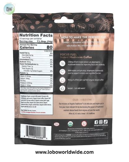 Organic Traditions, Instant Mushroom Coffee, Focus Fuel, 5 oz (140 g)