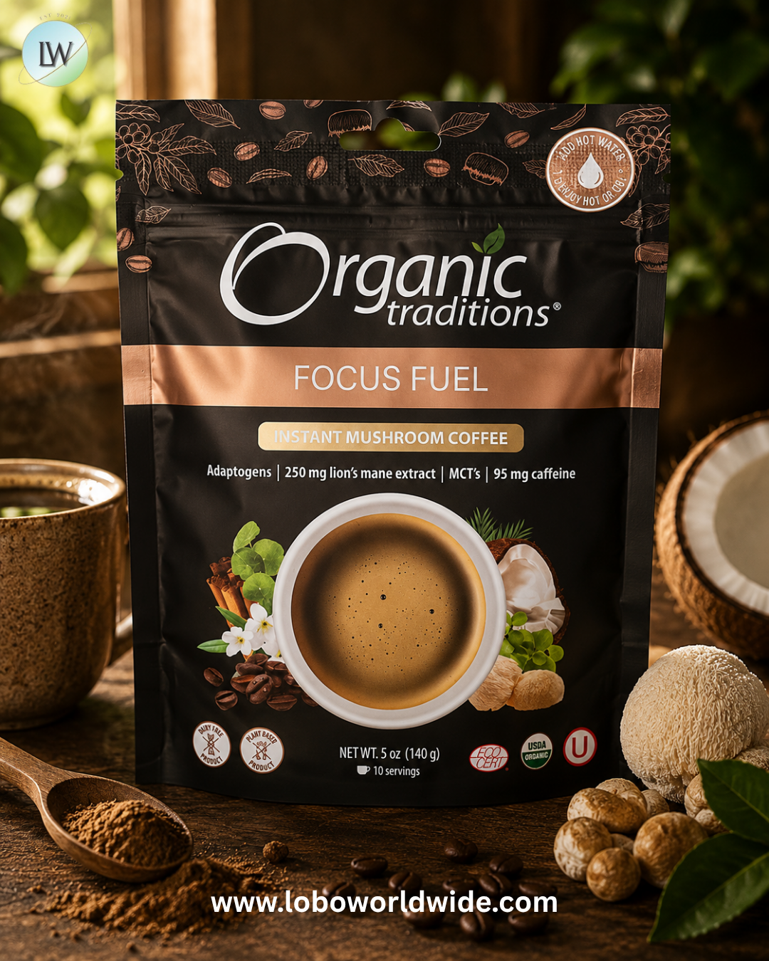 Organic Traditions, Instant Mushroom Coffee, Focus Fuel, 5 oz (140 g)