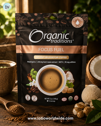 Organic Traditions, Instant Mushroom Coffee, Focus Fuel, 5 oz (140 g)