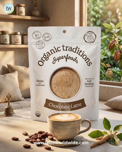 Organic Traditions, Superfoods, Chocolate Latte, 5.3 oz (150 g)