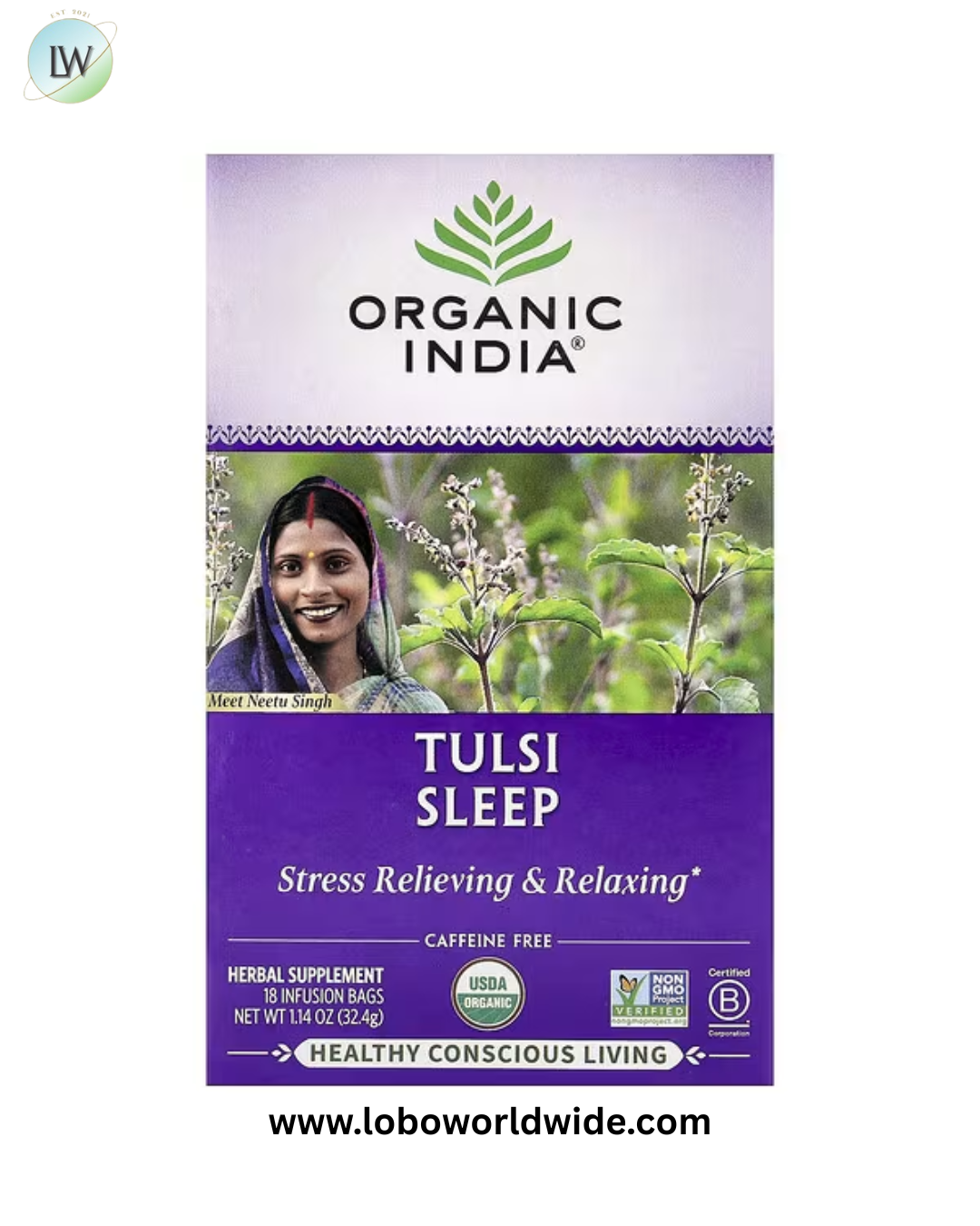 Organic India, Tulsi Tea, Caffeine Free, 18 Infusion Bags, 1.27 oz (36 g)